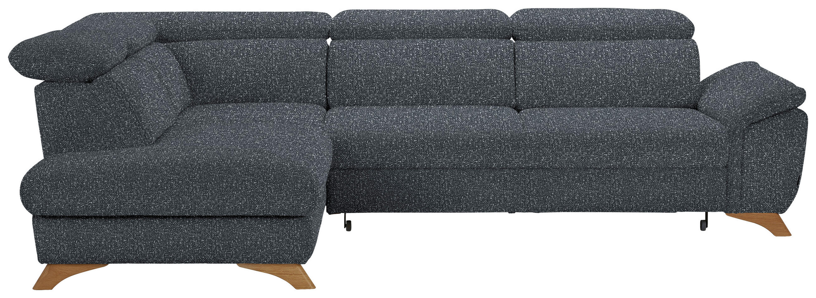 ECKSOFA in Bouclé Dunkelgrau  - Eichefarben/Dunkelgrau, Modern, Holz/Textil (212/287cm) - Valnatura