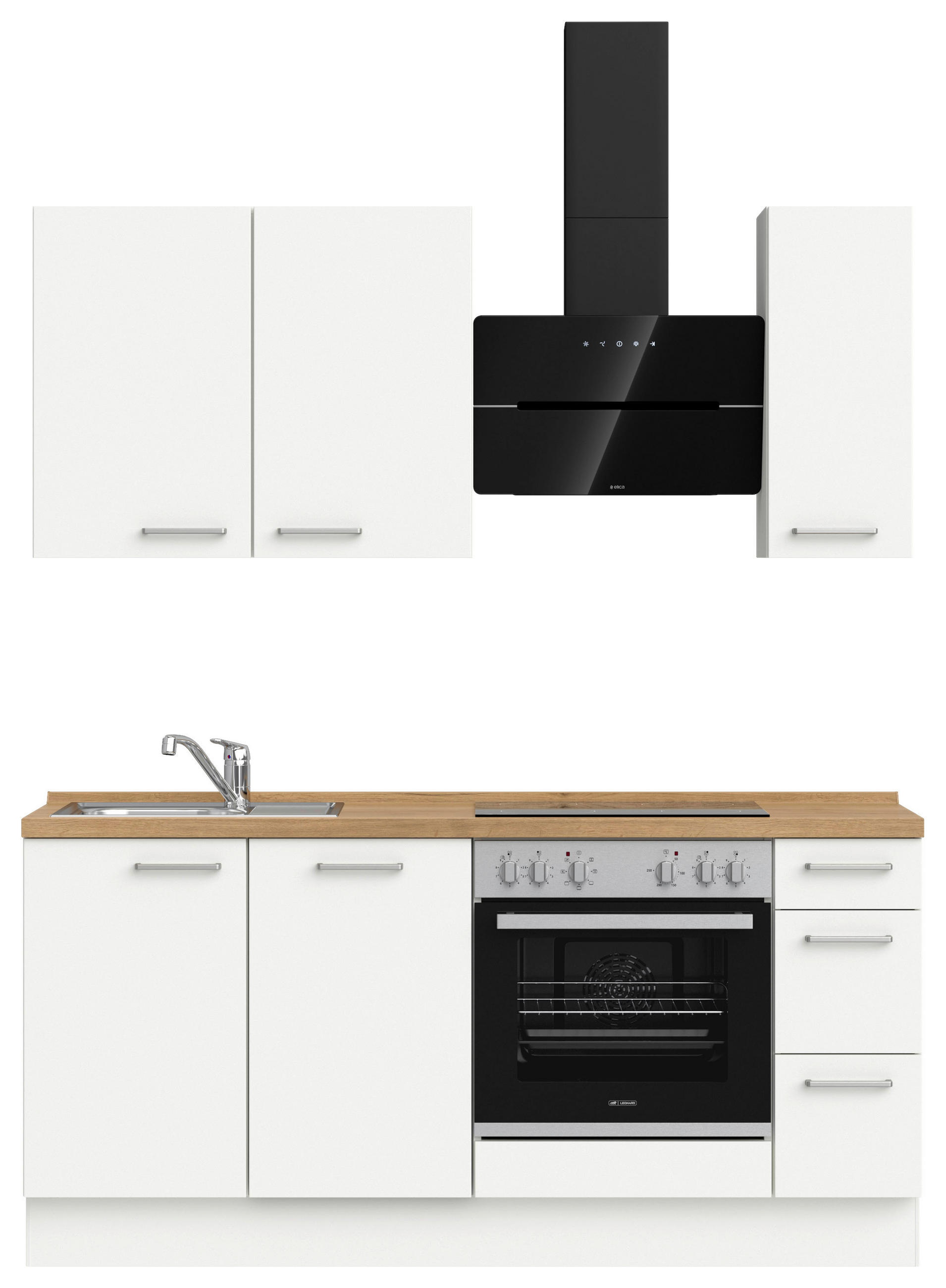 KÜCHENLEERBLOCK 180 cm   in Weiß, Eichefarben  - Edelstahlfarben/Eichefarben, MODERN, Holzwerkstoff/Metall (180cm) - Nobilia