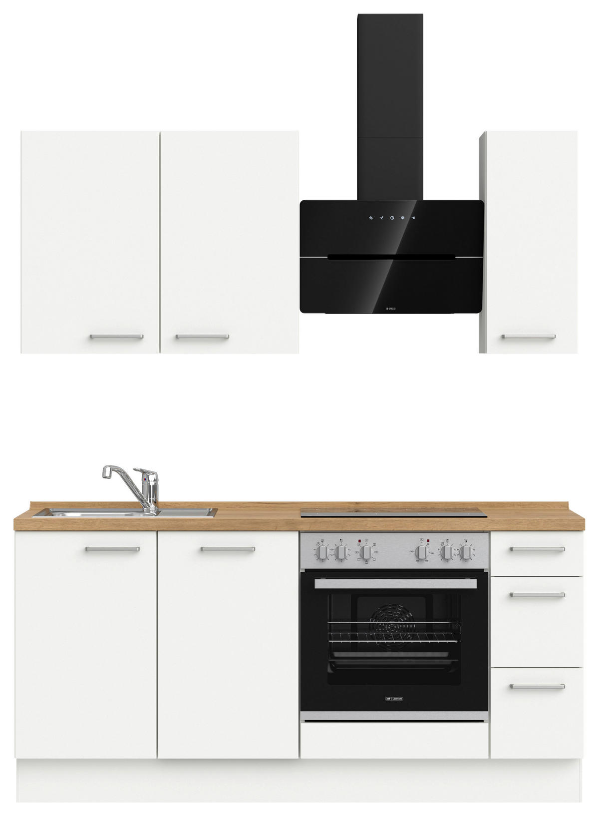 KÜCHENLEERBLOCK 180 cm   in Weiß, Eichefarben  - Edelstahlfarben/Eichefarben, MODERN, Holzwerkstoff/Metall (180cm) - Nobilia