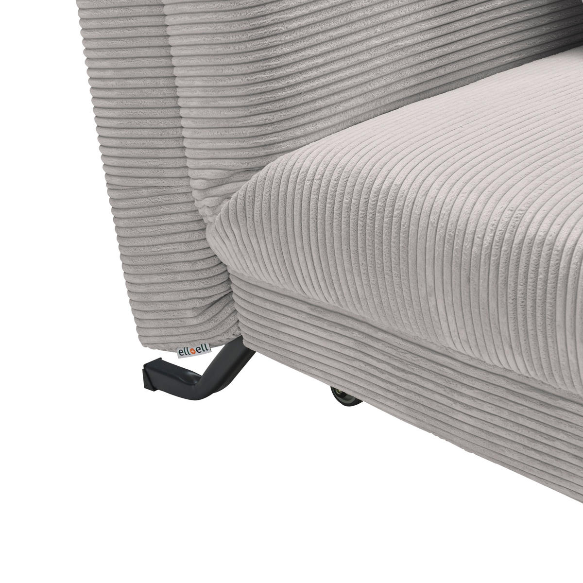 SCHLAFSOFA Cord Hellgrau  - Hellgrau/Schwarz, Design, Textil/Metall (145/85/100cm) - Carryhome