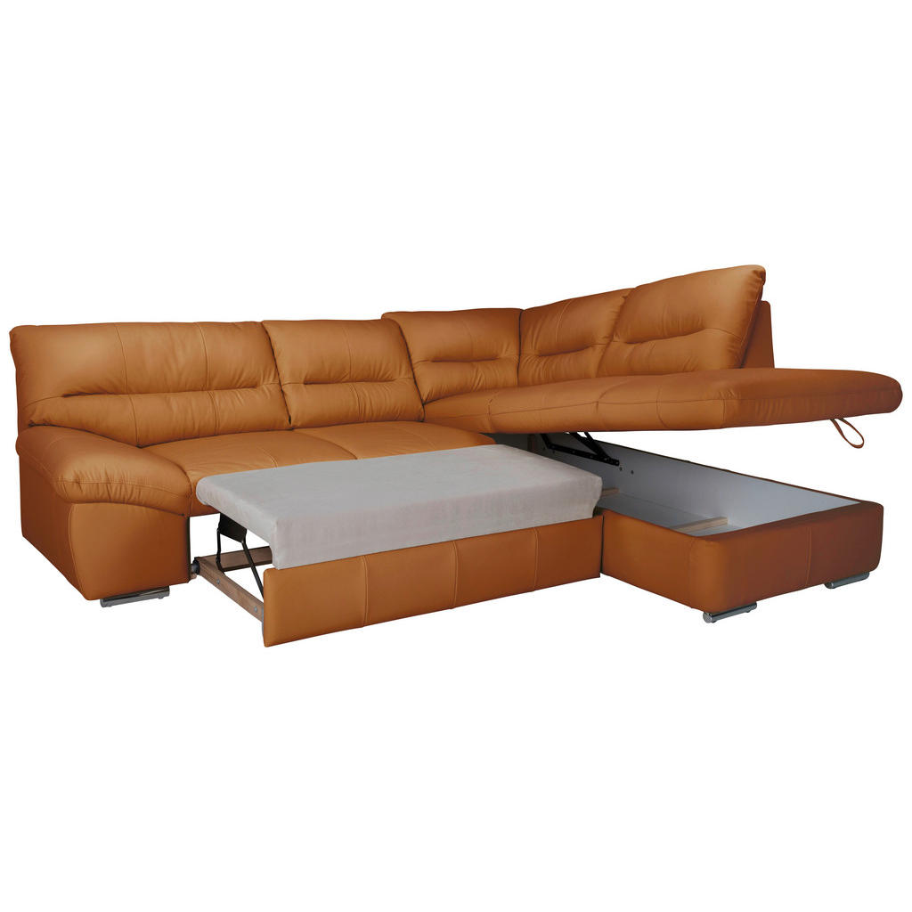 Thumbnail - Livetastic Ecksofa, Cognac, Leder, Echtleder, Rindleder, 4-Sitzer, Ottomane rechts, L-Form, 268x216 cm, Made in EU, seit...
