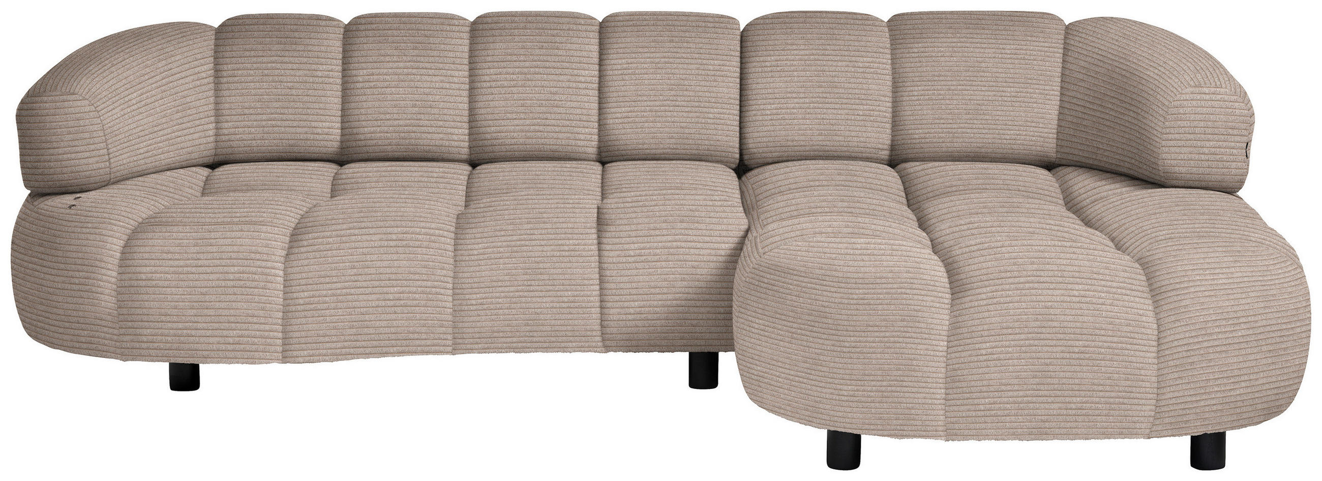 ECKSOFA in Cord, Velours Hellbraun  284/183 cm  - Hellbraun/Schwarz, Design, Holz/Textil (284/183cm) - Welnova