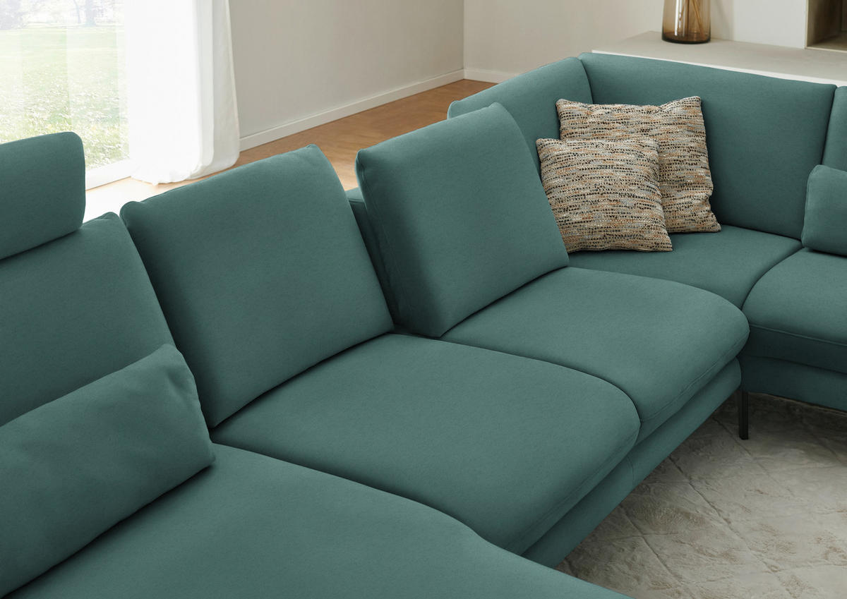 WOHNLANDSCHAFT Chenille, Flachgewebe Opal  - Opal/Schwarz, Design, Textil/Metall (180/344/208cm) - Dieter Knoll