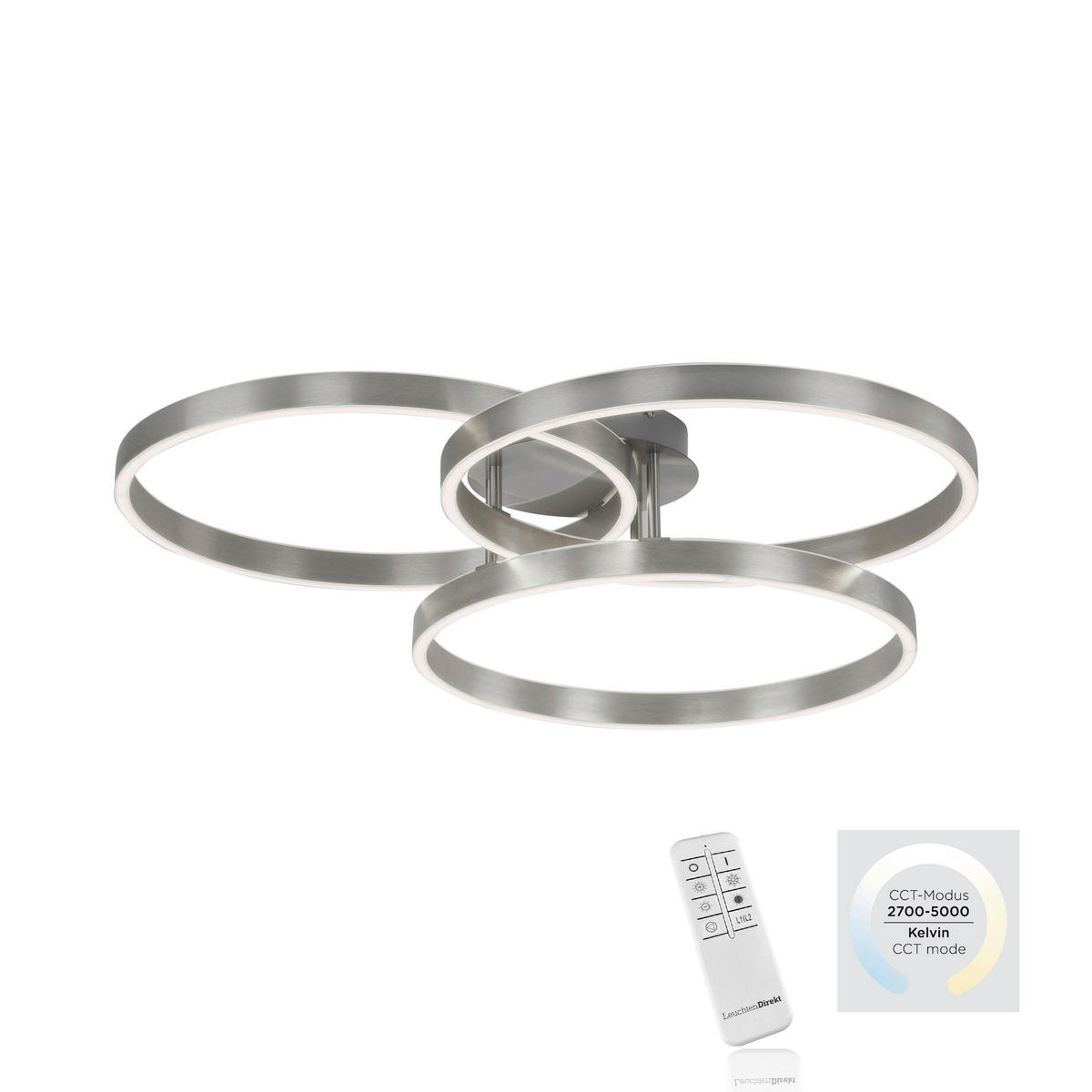 LED-DECKENLEUCHTE 75/71,1/15,1 cm   - Edelstahlfarben, Design, Kunststoff/Metall (75/71,1/15,1cm) - Paul Neuhaus