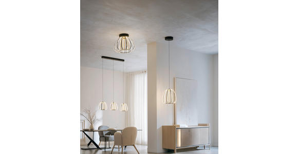 LED-DECKENLEUCHTE Ontario 44,5/33 cm  - Goldfarben/Schwarz, Design, Glas/Kunststoff (44,5/33cm) - Novel