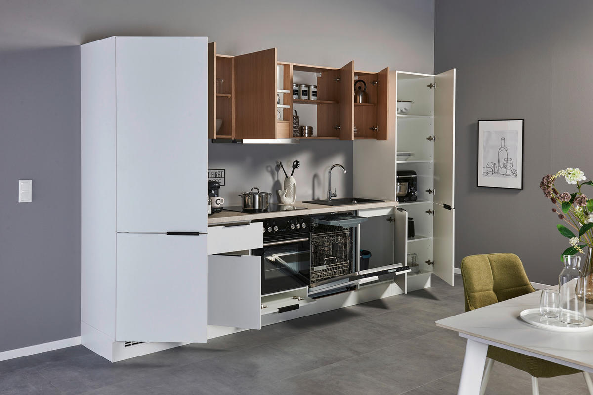 KÜCHENBLOCK 340 cm   in Weiß, Eichefarben  - Eichefarben/Beige, Design, Holzwerkstoff/Metall (340cm) - MID.YOU