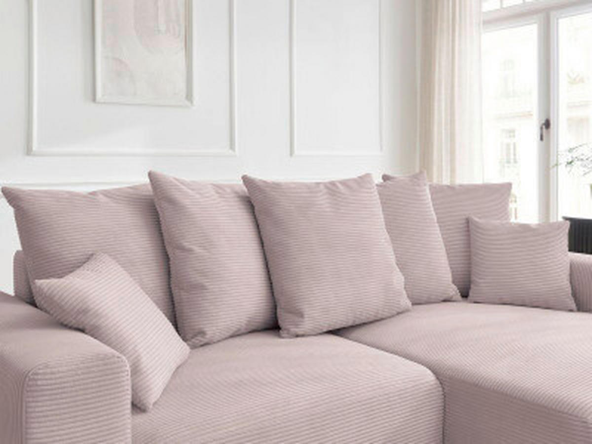 ECKSOFA Ottomane rechts  ATILLA Lila Cord  - Lila/Schwarz, MODERN, Kunststoff/Textil (244/149cm)