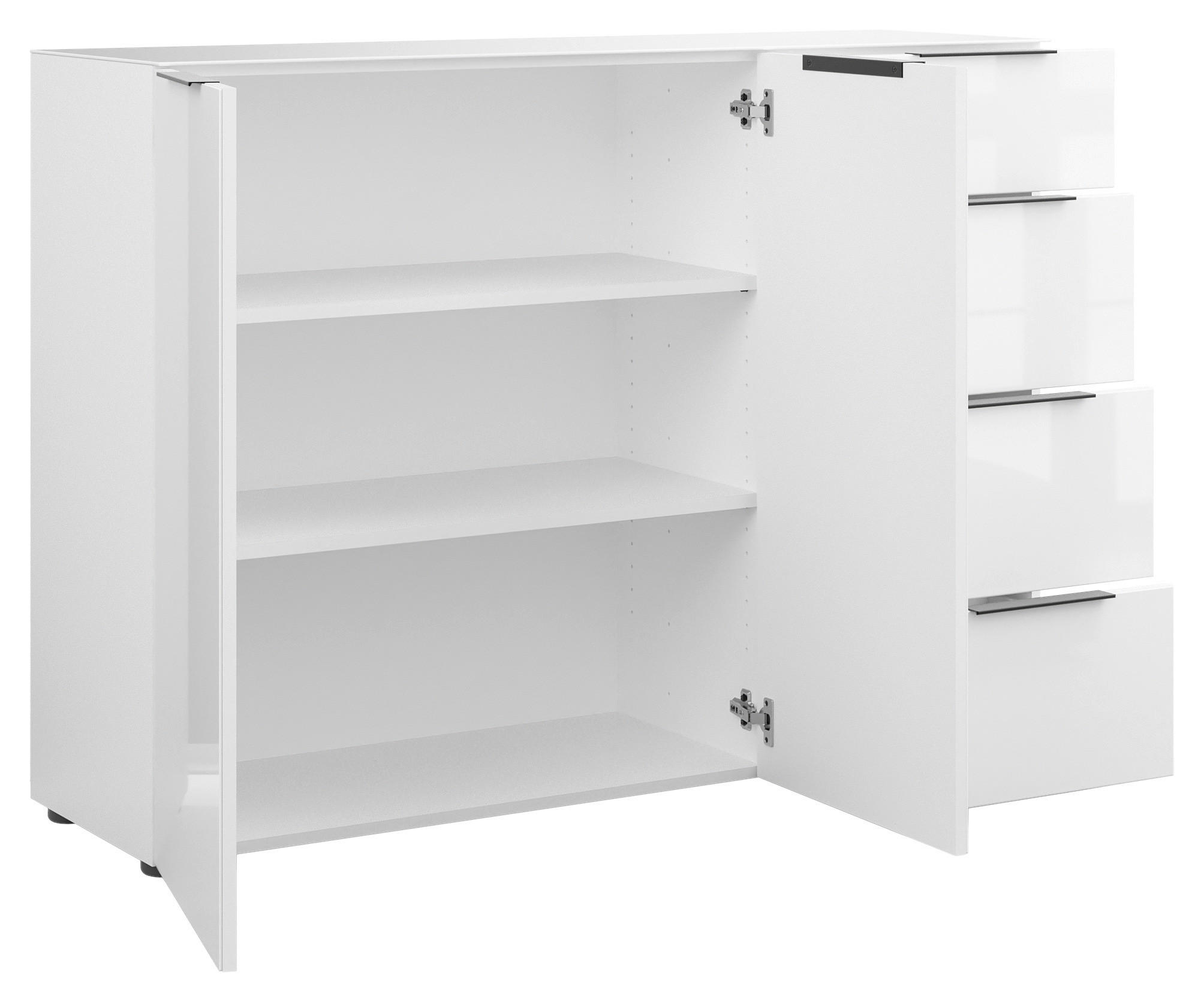 SIDEBOARD Style  in 135/99/40 cm  - Weiß Hochglanz/Schwarz, Basics, Glas/Holzwerkstoff (135/99/40cm)