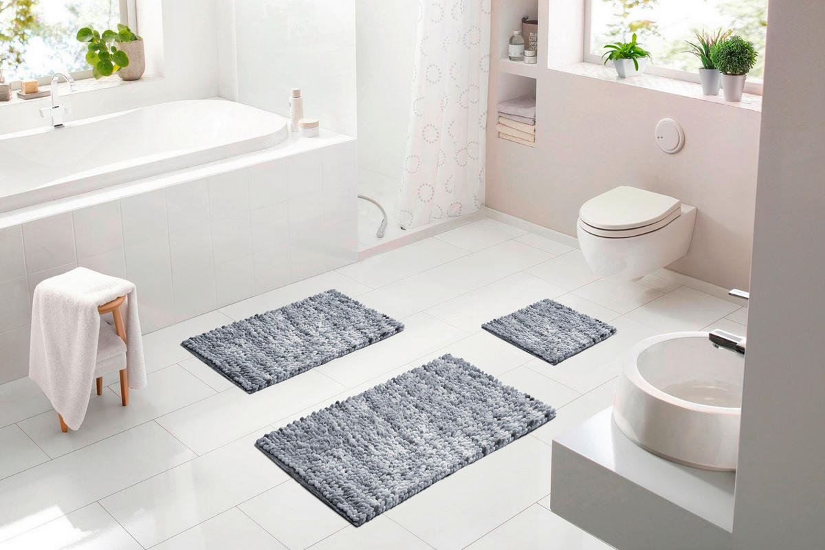 BADEMATTE Grau 60/100 cm  - Grau, KONVENTIONELL, Kunststoff/Textil (60/100cm) - Grund