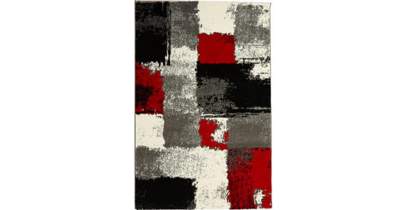 Webteppich Grau/Rot Saphira 80x150 cm - Rot/Grau, KONVENTIONELL, Textil (80/150cm) - Ombra