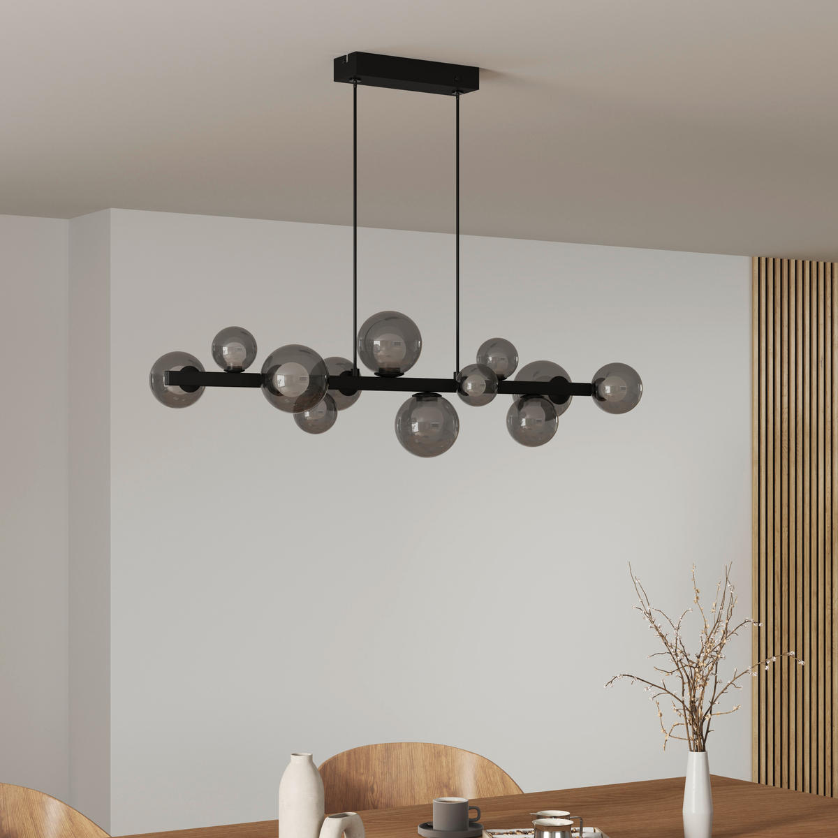 Lampă Suspendată Cu Led 95/27/150 cm  - negru maroniu, Design, sticlă/metal (95/27/150cm) - Dieter Knoll