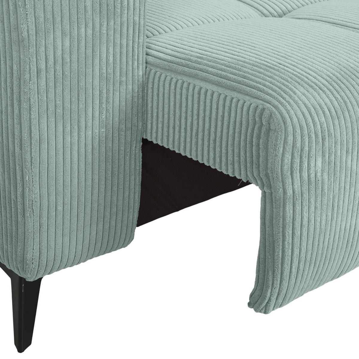 ECKSOFA Olivgrün Cord Rücken echt, Kopfteilverstellung, Sitzvorzug  - Schwarz/Olivgrün, KONVENTIONELL, Textil/Metall (257/170cm) - Carryhome