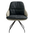 ARMLEHNSTUHL  Beinauswahl, Sitzfläche 360° drehbar, Stoff-/Lederauswahl Velours  Graugrün, Dunkelgrau  - Dunkelgrau/Schwarz, Design, Textil/Metall (60/86/66cm) - Dieter Knoll