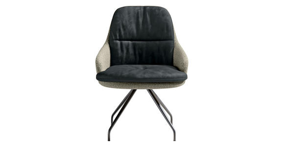 ARMLEHNSTUHL  Beinauswahl, Sitzfläche 360° drehbar, Stoff-/Lederauswahl Velours  Graugrün, Dunkelgrau  - Dunkelgrau/Schwarz, Design, Textil/Metall (60/86/66cm) - Dieter Knoll