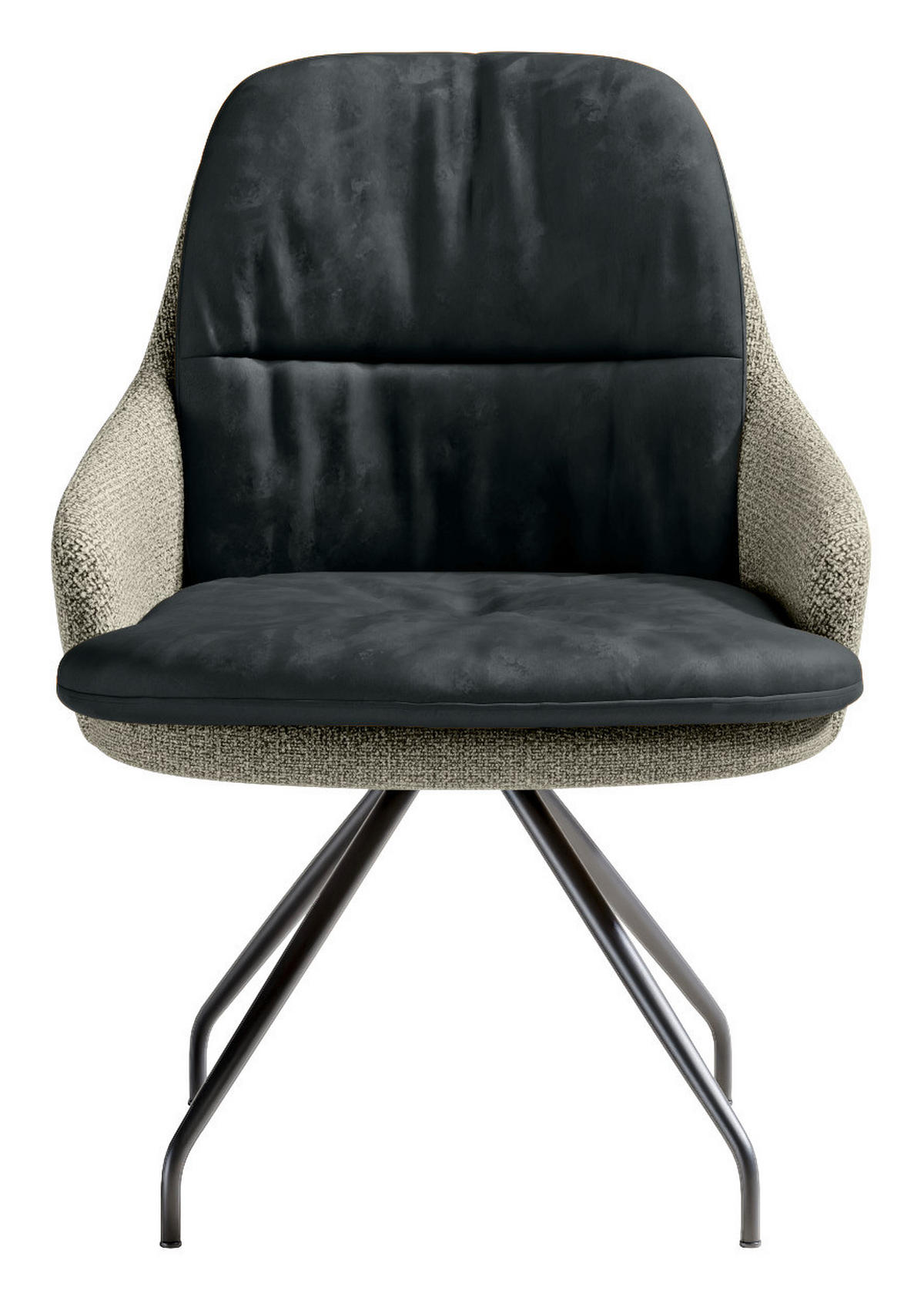 ARMLEHNSTUHL  Beinauswahl, Sitzfläche 360° drehbar, Stoff-/Lederauswahl Velours  Graugrün, Dunkelgrau  - Dunkelgrau/Schwarz, Design, Textil/Metall (60/86/66cm) - Dieter Knoll