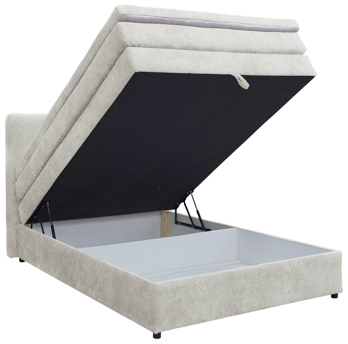 BOXSPRINGBETT 120/200 cm  in Creme  - Creme/Schwarz, KONVENTIONELL, Kunststoff/Textil (120/200cm) - Carryhome