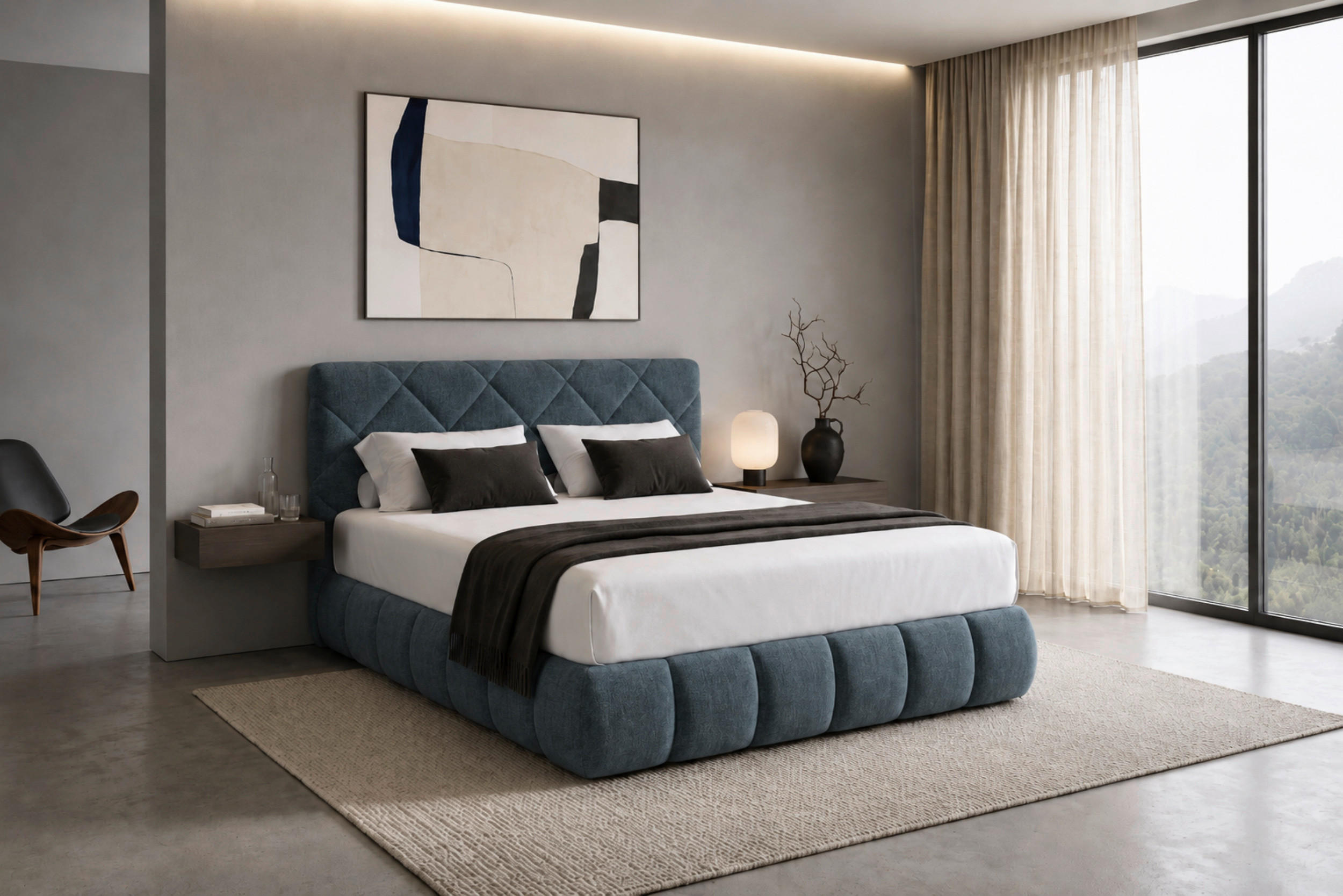 BOXBETT 180/200 cm,  in Grau, gepolstertes Kopfteil, Bettkasten, Topper, Matratzen, H3 + H3 = fest  - Schwarz/Grau, Design, Kunststoff/Textil (180/200cm) - Chameo