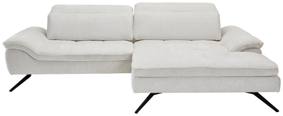 SEDEŽNA GARNITURA, šenilja bež  - črna/bež, Design, kovina/tekstil (288/179-202cm) - Hom`in