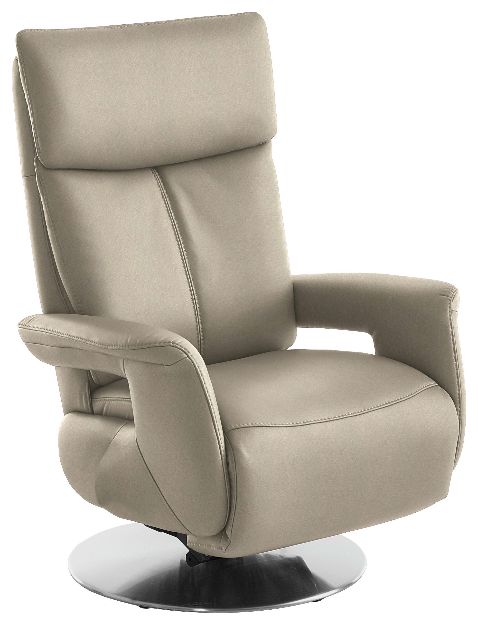 RELAXSESSEL in Leder Creme  - Edelstahlfarben/Creme, Design, Leder/Metall (78/112/85cm) - Cantus