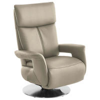 RELAXSESSEL in Leder Creme  - Edelstahlfarben/Creme, Design, Leder/Metall (78/112/85cm) - Cantus