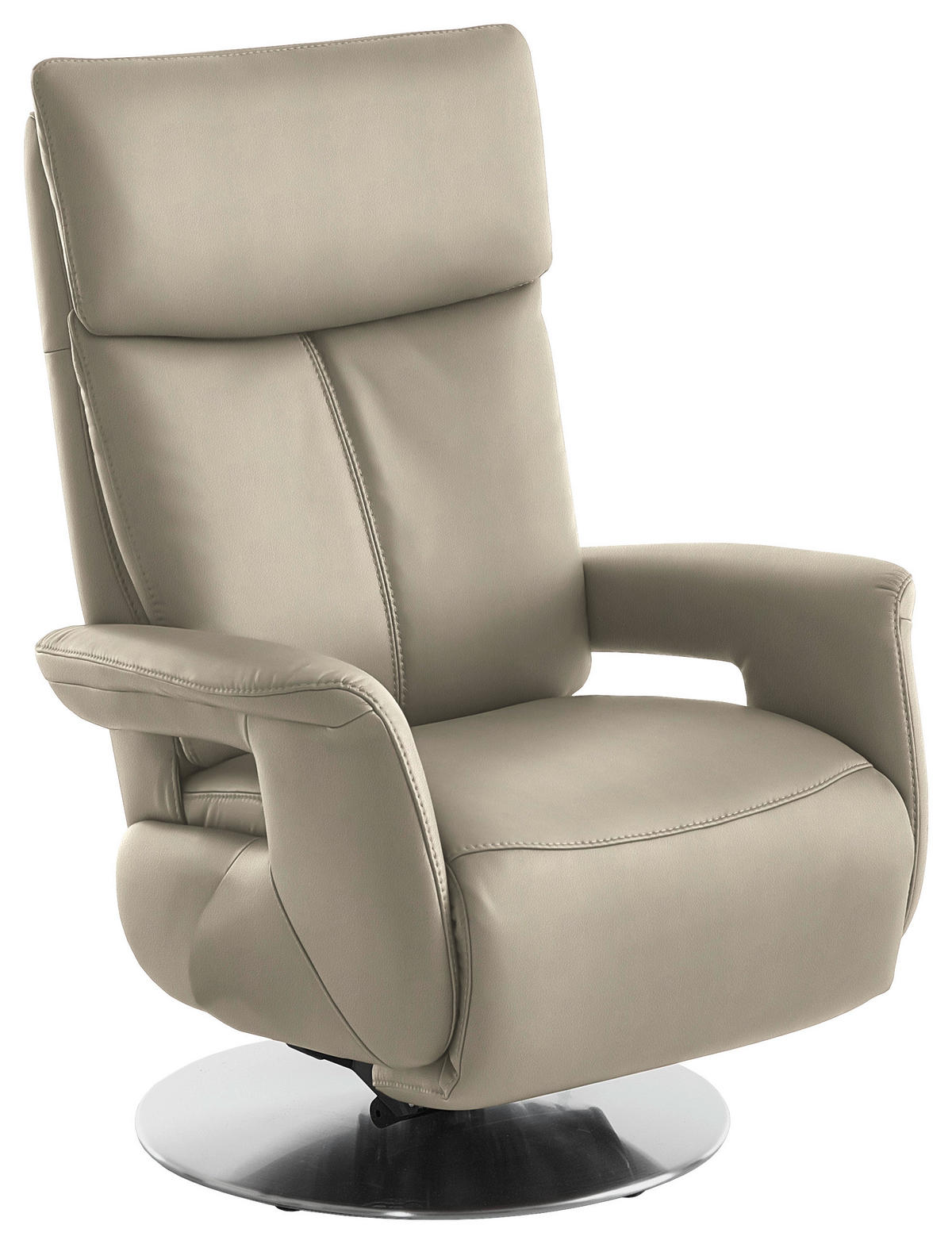 RELAXSESSEL in Leder Creme  - Edelstahlfarben/Creme, Design, Leder/Metall (78/112/85cm) - Cantus