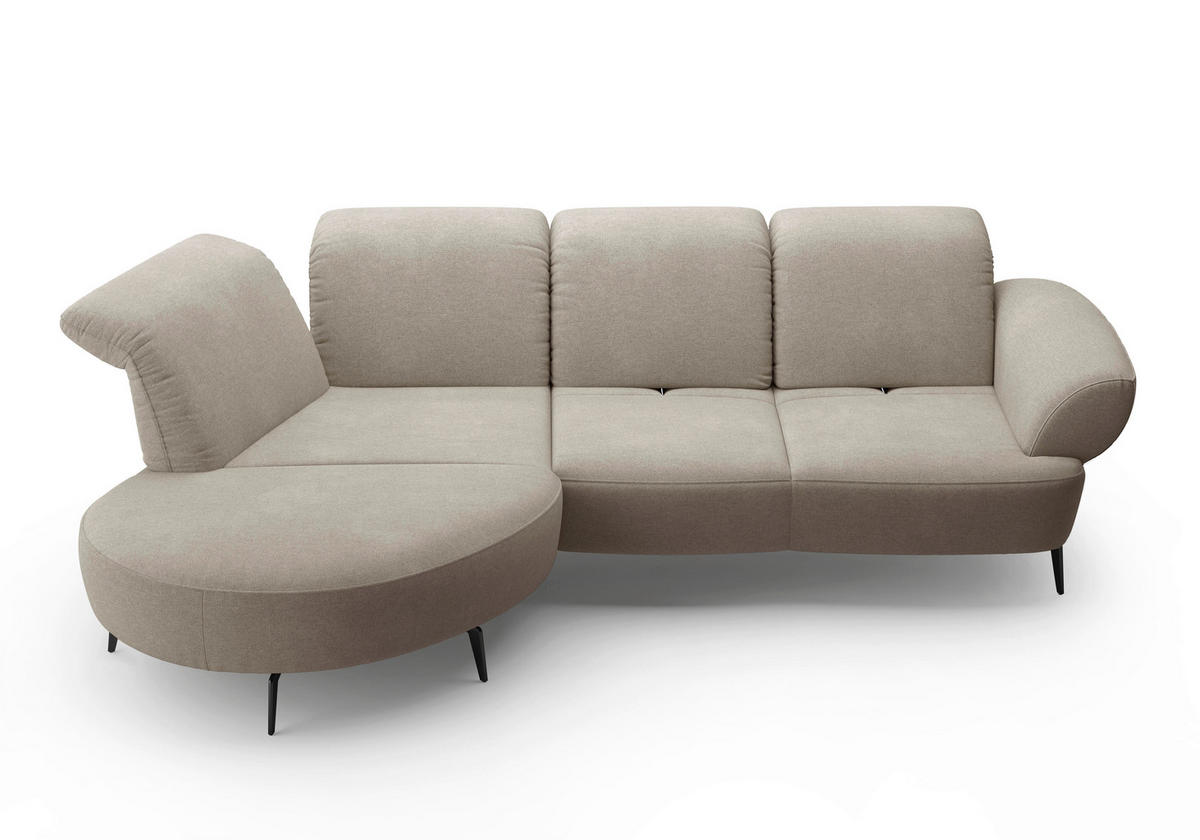 ECKSOFA DANCE E Beige Mikrofaser  - Beige/Schwarz, MODERN, Textil/Metall (208/313cm) - Sit & More
