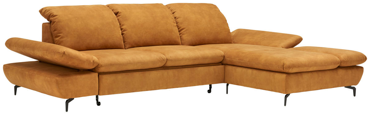 ECKSOFA in Flachgewebe Currygelb  - Currygelb/Schwarz, Design, Textil/Metall (315/200cm) - Chilliano