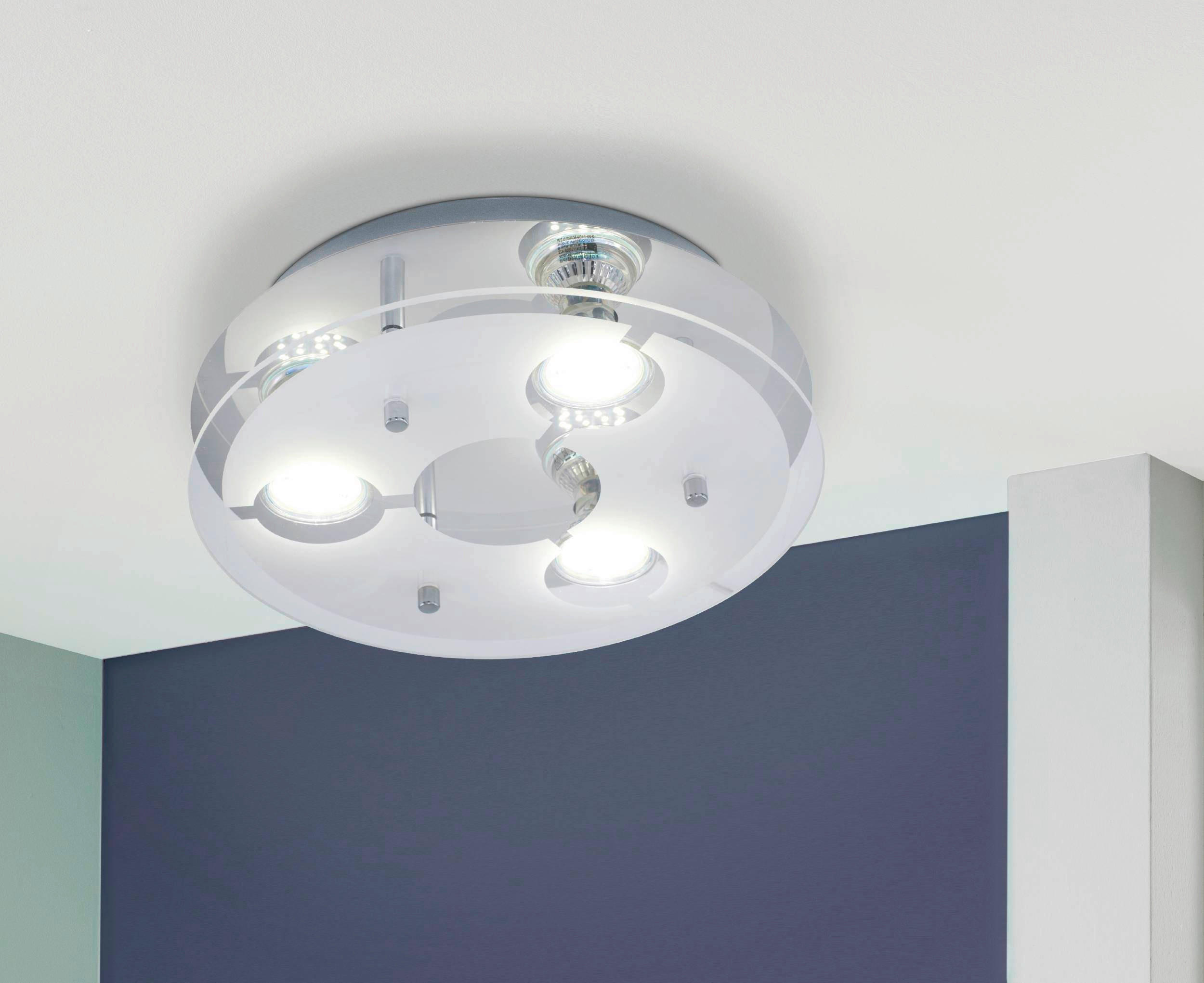 DECKENLEUCHTE 2,8 W  27/8,5 cm    - Chromfarben/Weiss, Basics, Glas/Metall (27/8,5cm) - Eglo
