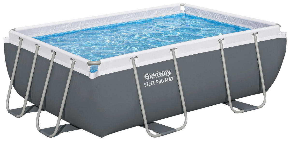 POOL-SET STEEL PRO MAX 56629GS 282/196/84 cm  - Blau/Grau, KONVENTIONELL, Kunststoff/Metall (282/196/84cm) - Bestway