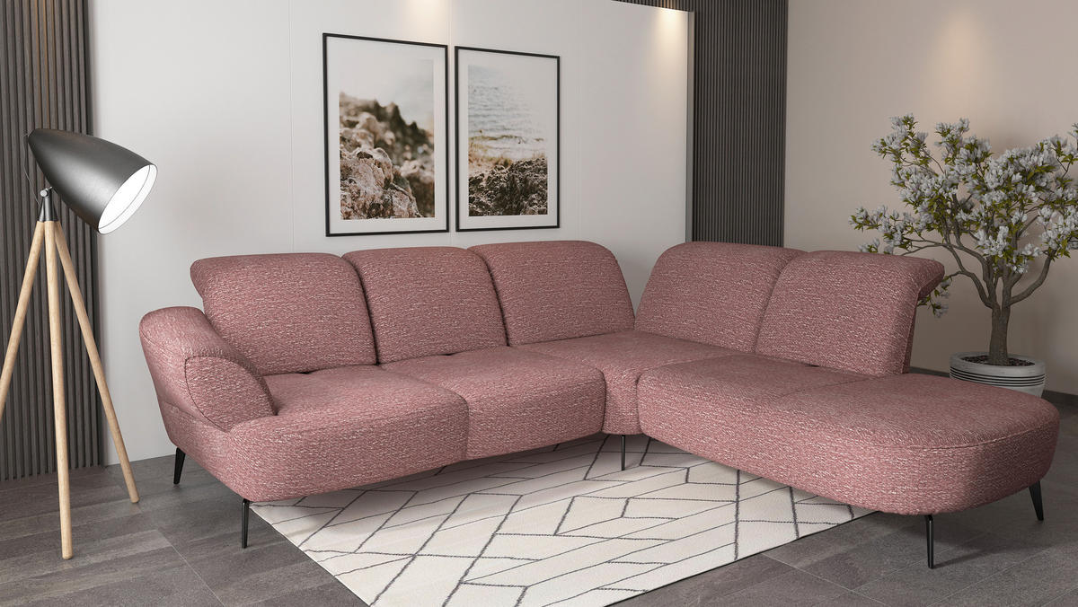 ECKSOFA in Chenille Aubergine  302/270 cm  - Aubergine/Schwarz, MODERN, Textil/Metall (302/270cm) - Sit & More