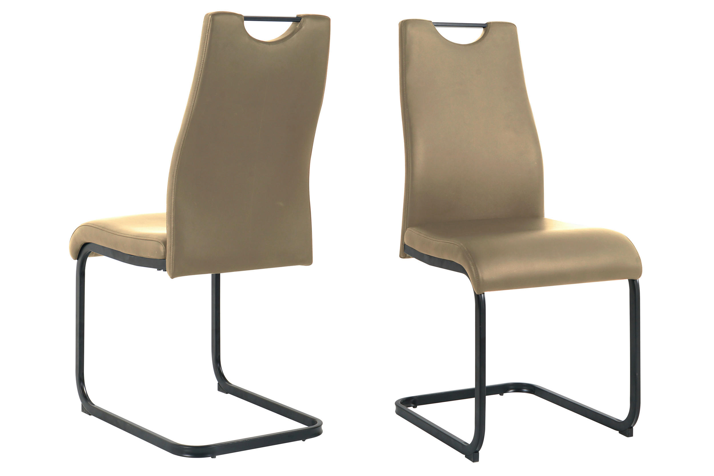 STUHL-SET 2 Stück  in Lederlook  - Taupe/Schwarz, Design, Kunststoff/Textil (42/98/56cm) - Livetastic