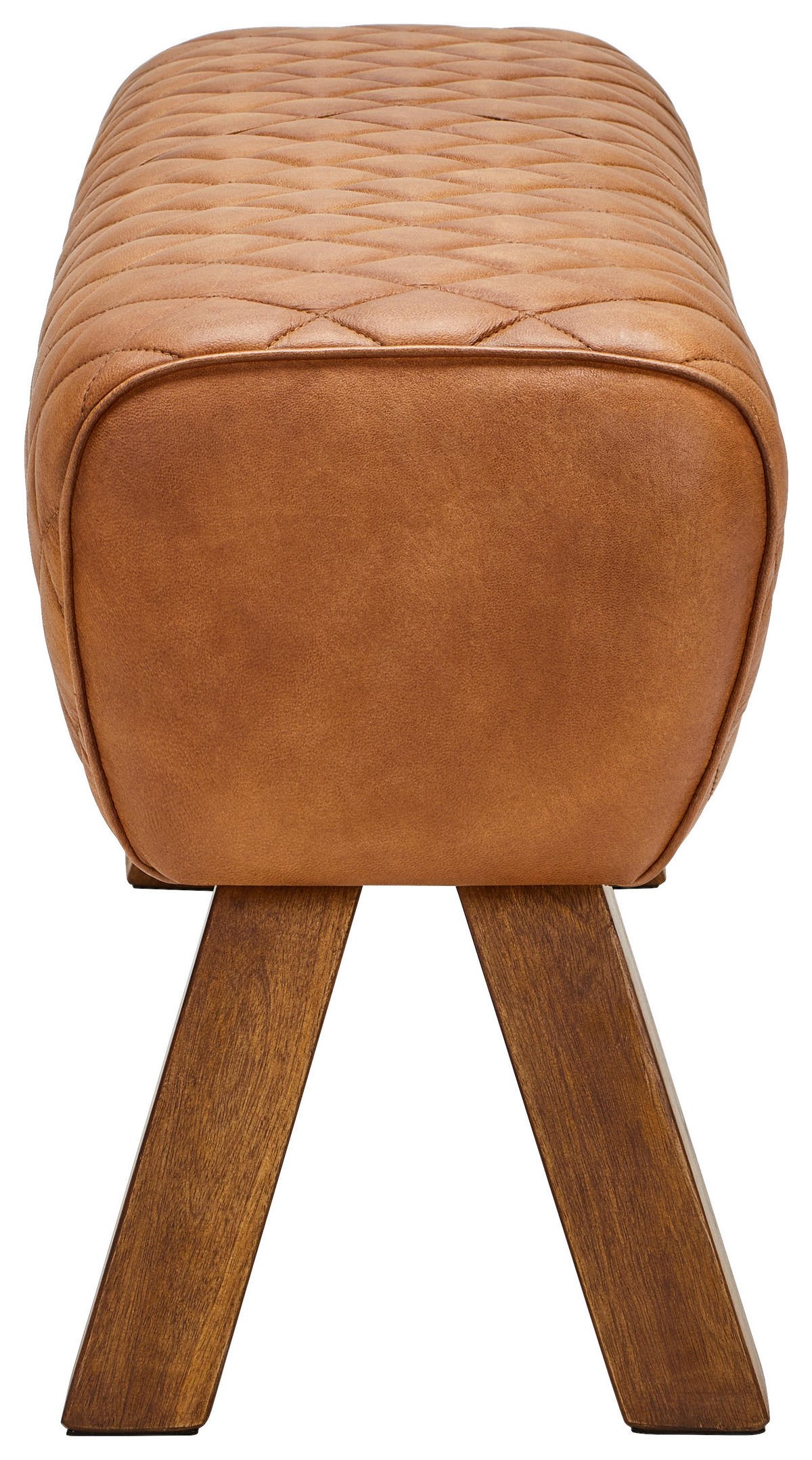 HOCKERBANK 90/46/30 cm Echtleder Braun Mangoholz massiv  - Naturfarben/Braun, LIFESTYLE, Leder/Holz (90/46/30cm) - Livetastic