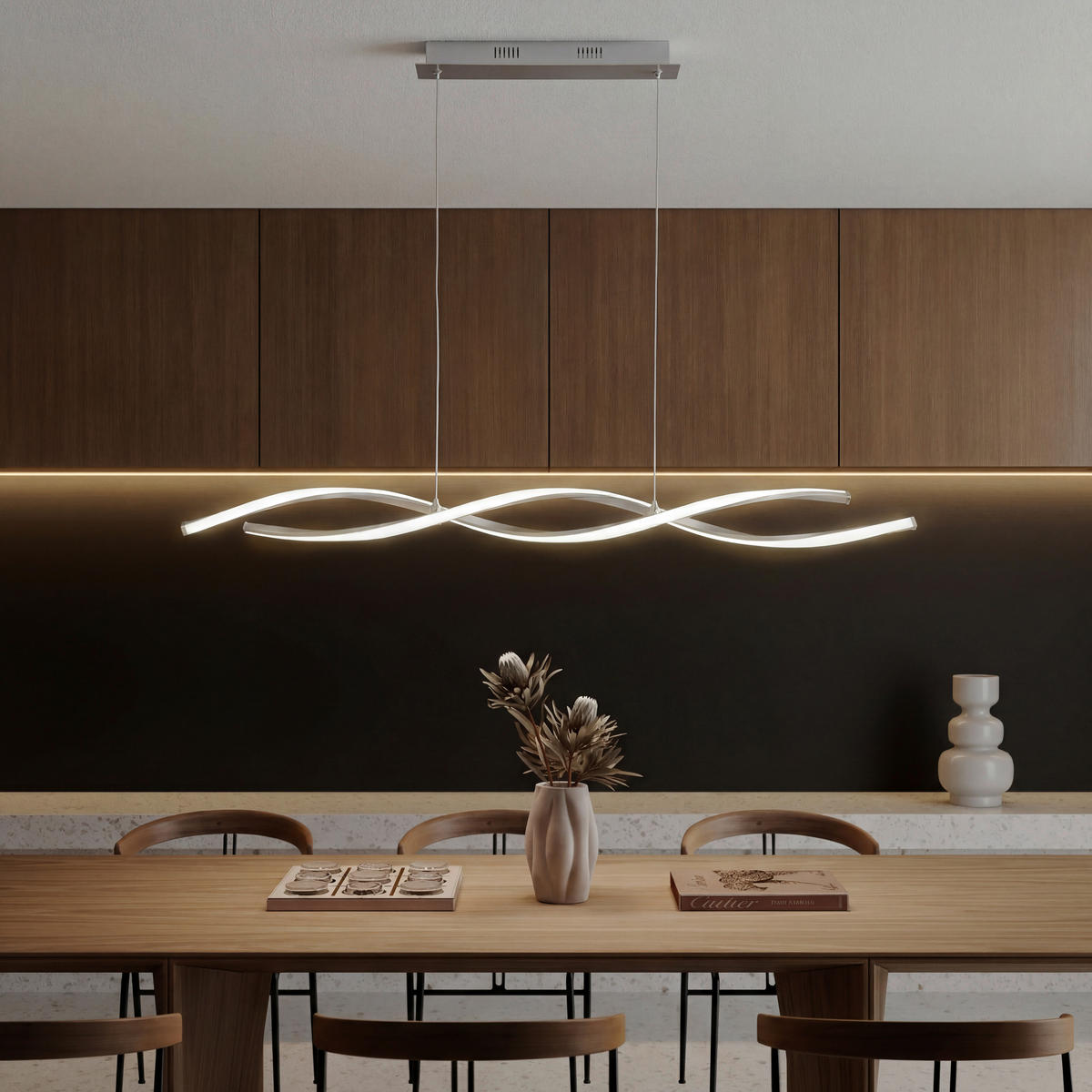 LED-HÄNGELEUCHTE Polina 110/8/140 cm  - Nickelfarben, Design, Metall (110/8/140cm)