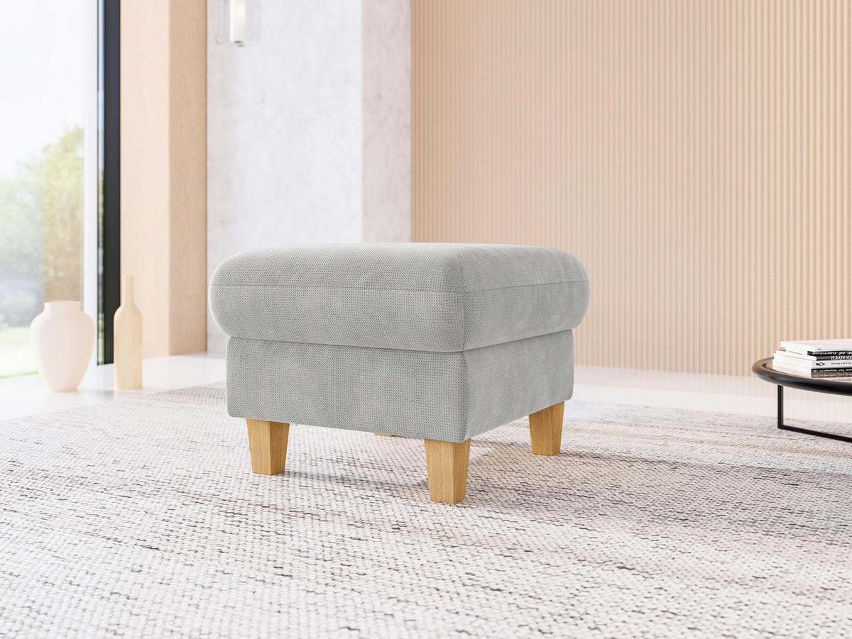 HOCKER GLENDALE E Flachgewebe Silberfarben  - Eichefarben/Silberfarben, KONVENTIONELL, Holz/Textil (58/48/58cm) - Sit & More