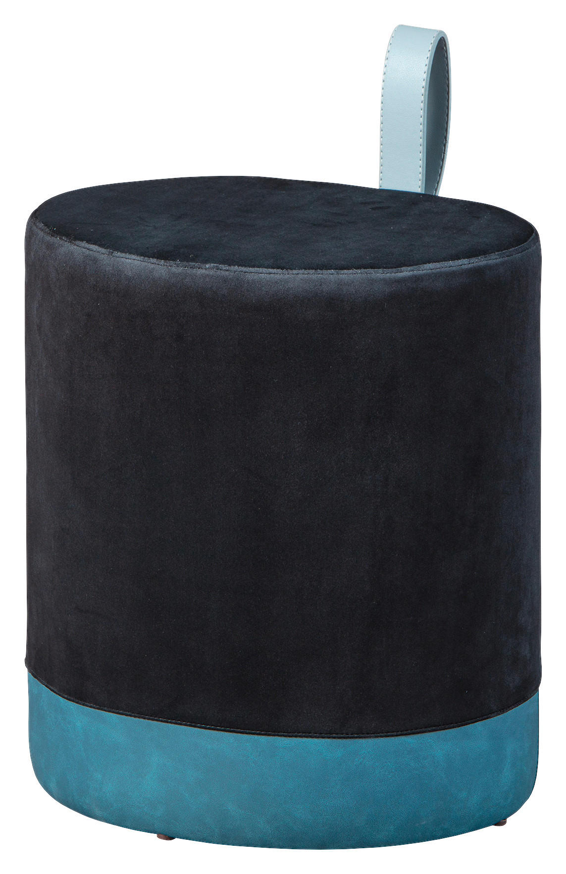 HOCKER Samt Blau, Schwarz  - Blau/Schwarz, KONVENTIONELL, Kunststoff/Textil (38/43/32,5cm) - MID.YOU