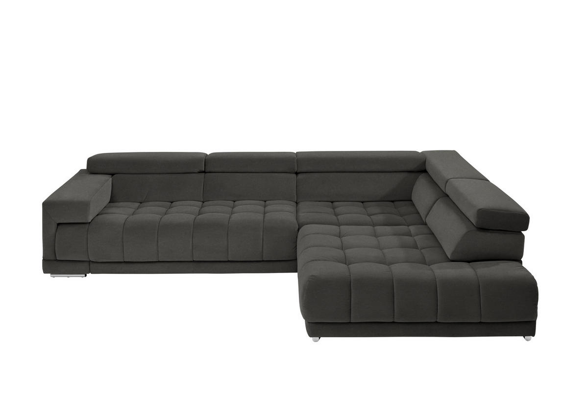 ECKSOFA  in Mikrofaser Dunkelgrau  326/222 cm  - Chromfarben/Dunkelgrau, Design, Textil/Metall (326/222cm) - Beldomo Speed