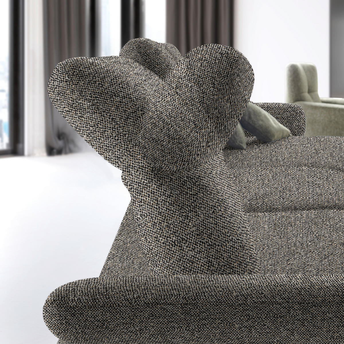 ECKSOFA in Chenille, Flachgewebe Hellbraun  318/165 cm  - Hellbraun/Schwarz, Design, Textil/Metall (318/165cm) - Xora