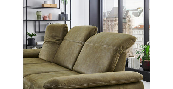 ECKSOFA Grün Mikrofaser  - Wildeiche/Beige, Natur, Holz/Textil (201/322cm) - Voleo