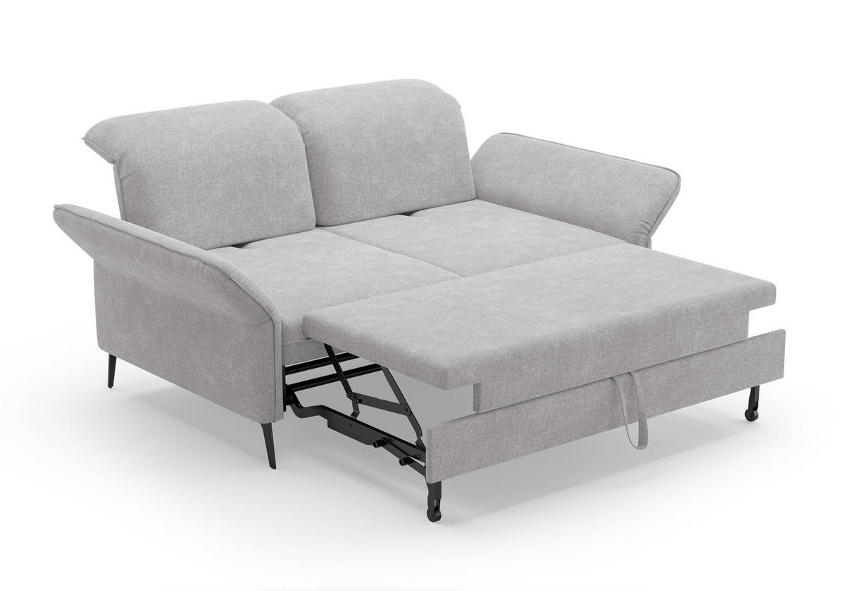 3-SITZER-SOFA in Flachgewebe Hellgrau  - Hellgrau/Schwarz, Konventionell, Textil/Metall (199/92/123cm) - Sit & More