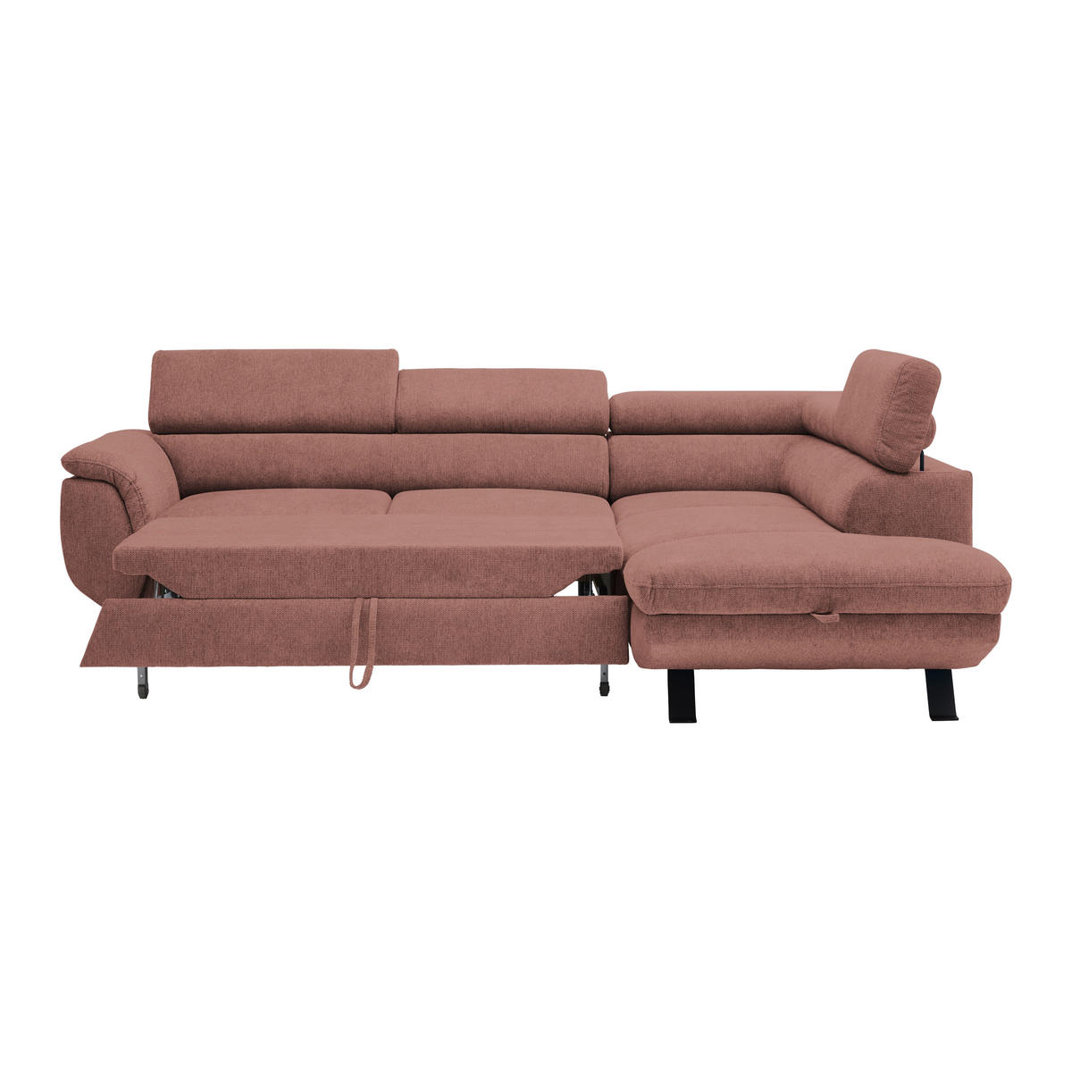 HÖRNSOFFA i vävt tyg korall  - svart/korall, Modern, metall/textil (257/198cm) - MID.YOU