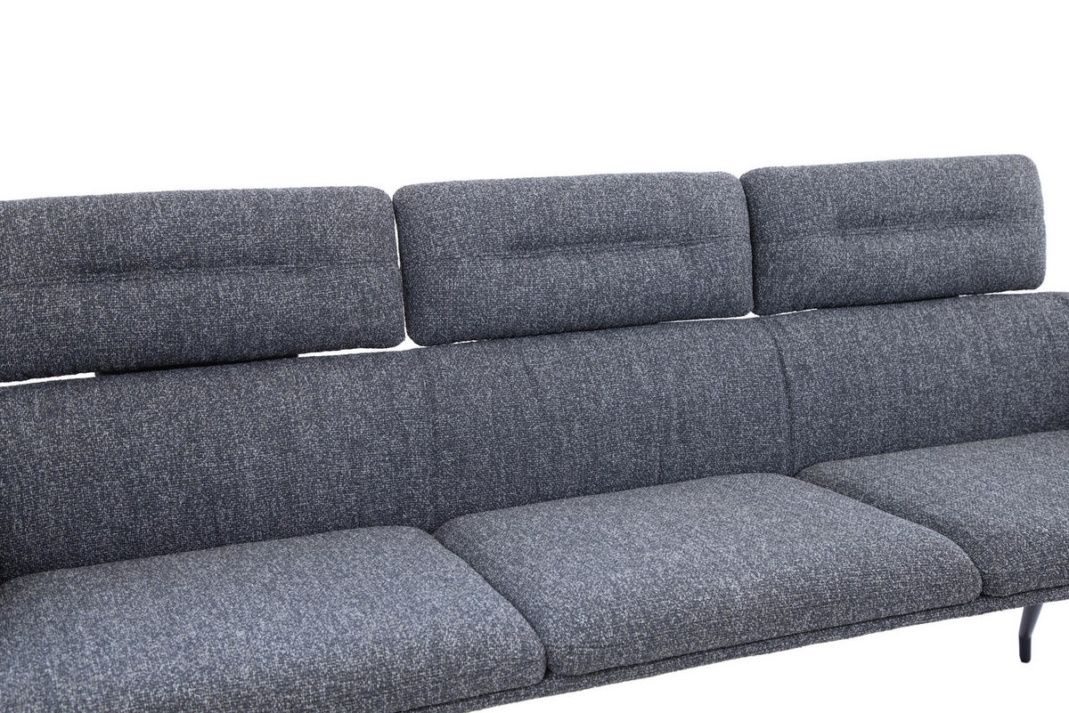 SITZBANK 200/91/70 cm Webstoff Dunkelgrau, Schwarz  - Dunkelgrau/Schwarz, Design, Textil/Metall (200/91/70cm) - Dieter Knoll