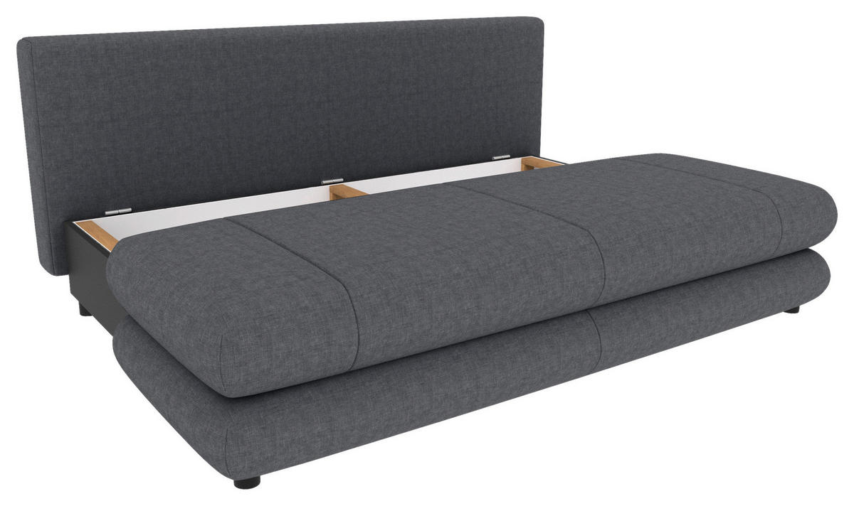 SCHLAFSOFA  mit Liegefunktion, Rücken echt Mikrofaser Dunkelgrau  - Dunkelgrau/Schwarz, KONVENTIONELL, Kunststoff/Textil (212/93/90cm) - Carryhome