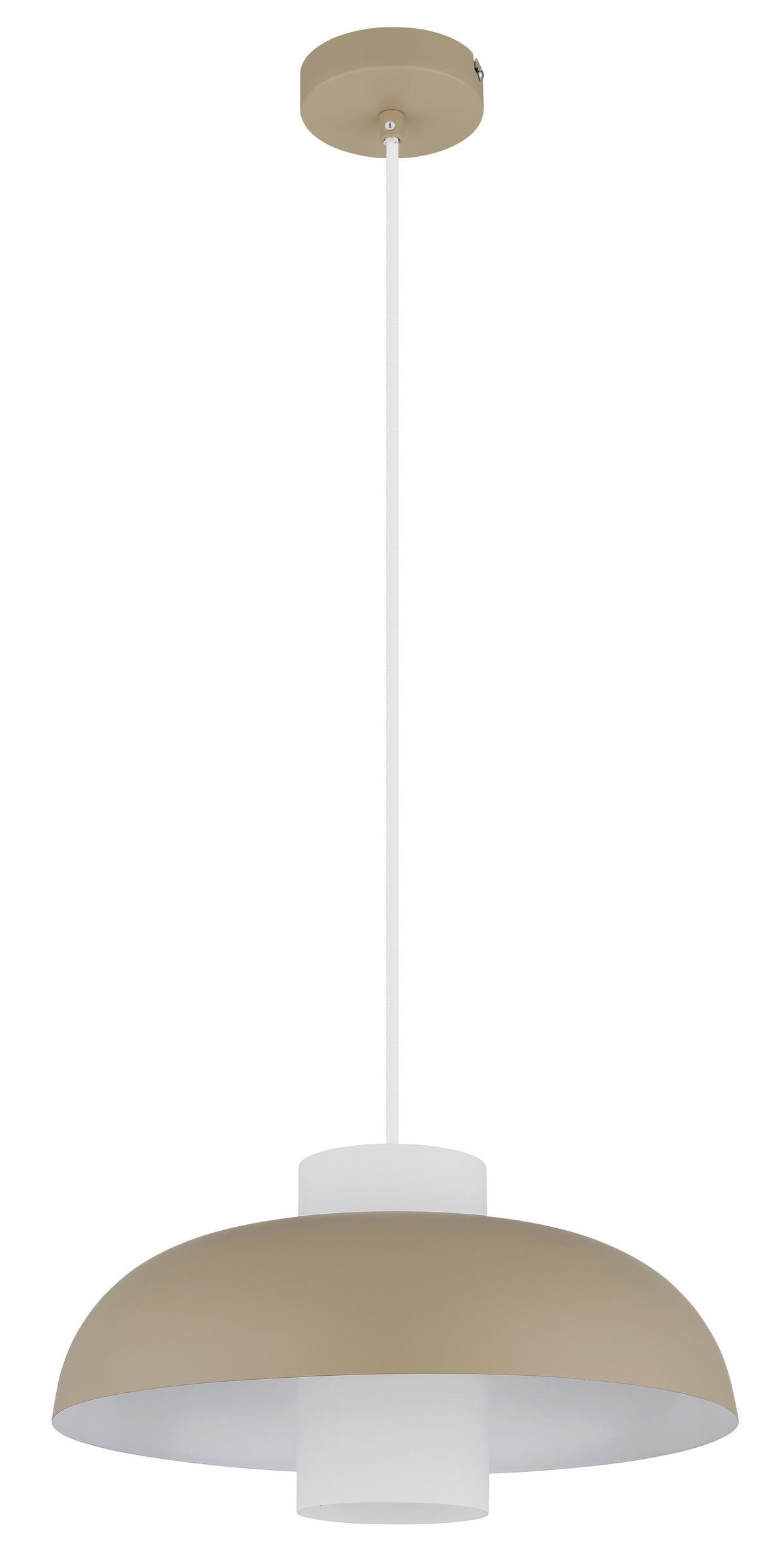 HÄNGELEUCHTE 38/120 cm    - Sandfarben/Weiss, Trend, Glas/Textil (38/120cm) - Globo