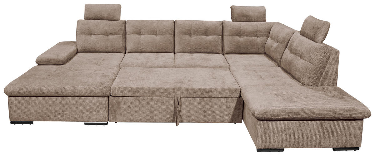 WOHNLANDSCHAFT RONDA Taupe Webstoff  - Taupe/Schwarz, Basics, Kunststoff/Textil (170/324/218cm) - Livetastic