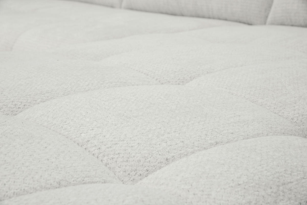 ECKSOFA Elfenbein Chenille Armlehnenkissen, Rücken echt, Sitztiefenverstellung  - Elfenbein/Schwarz, KONVENTIONELL, Textil/Metall (313/215cm) - Hom`in