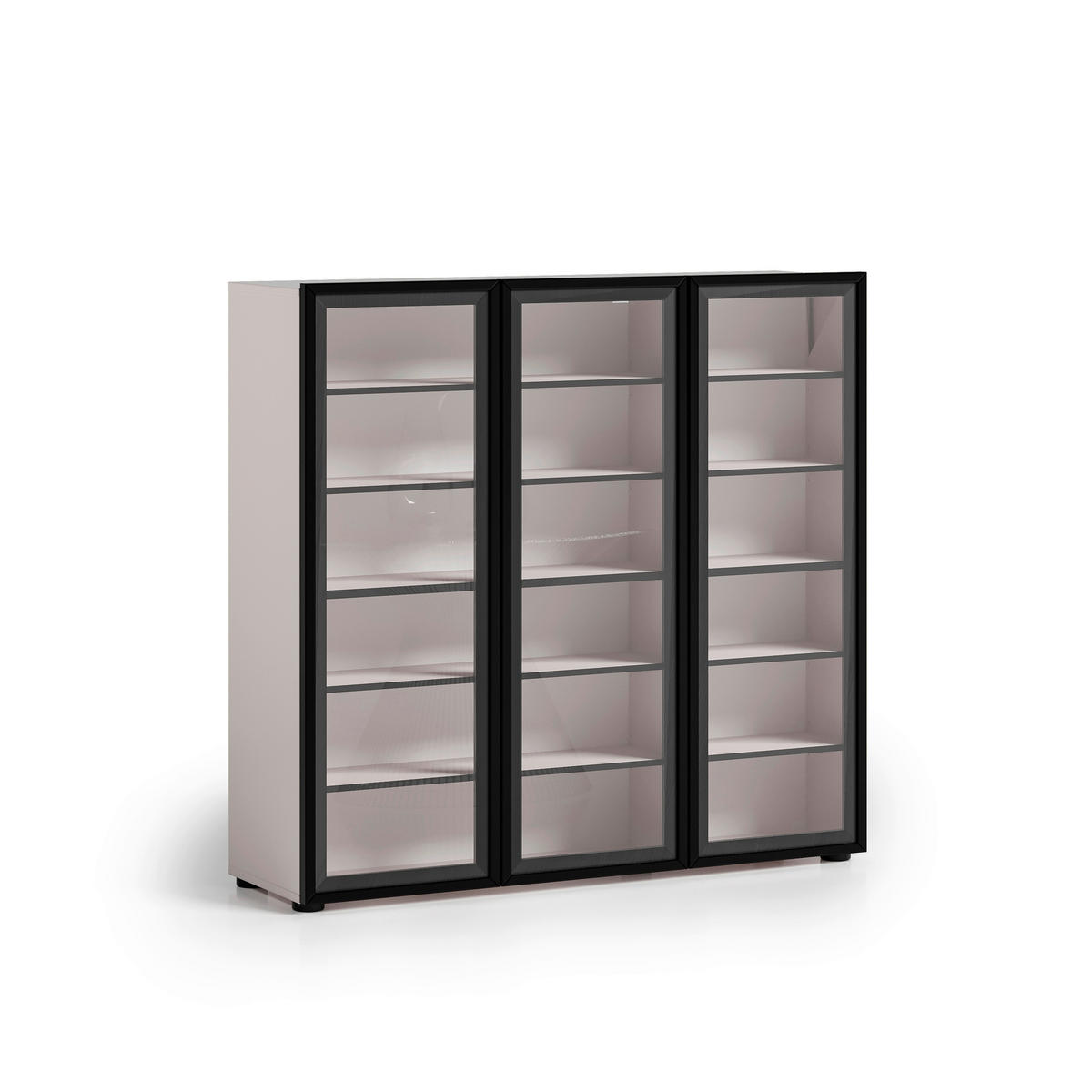 SCHUHSCHRANK Schwarz, Kaschmir  - Kaschmir/Schwarz, Design, Glas/Holzwerkstoff (120/115/34cm) - Voleo