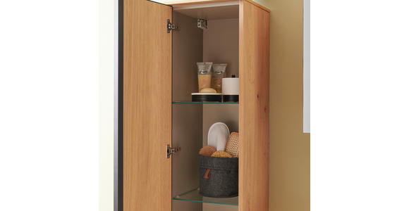 MIDISCHRANK 35/125/37 cm  - Eichefarben/Schwarz, MODERN, Glas/Holz (35/125/37cm) - Dieter Knoll