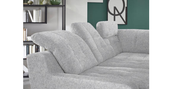 ECKSOFA in Chenille Grau  - Schwarz/Grau, KONVENTIONELL, Textil/Metall (281/200cm) - Carryhome