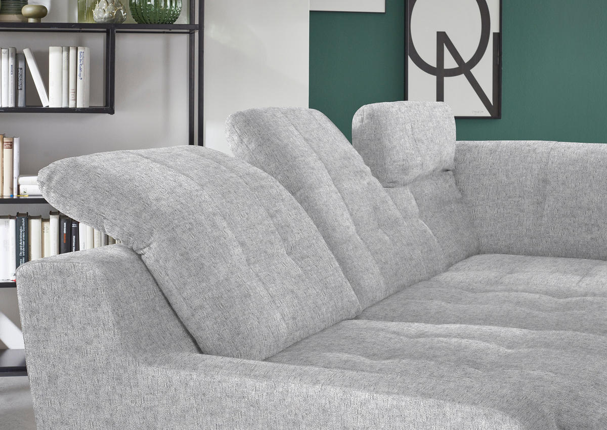 HÖRNSOFFA i chenille grå  - svart/grå, Klassisk, metall/textil (281/200cm) - MID.YOU
