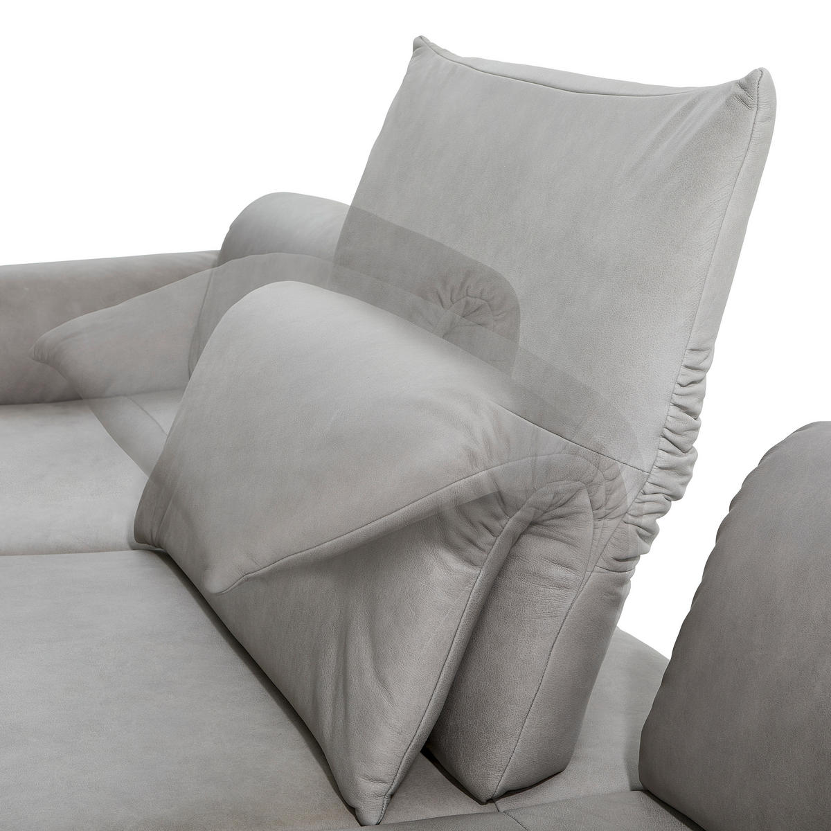 ECKSOFA Posh Grau Echtleder  - Anthrazit/Grau, Design, Leder/Metall (308/173cm) - Joop!
